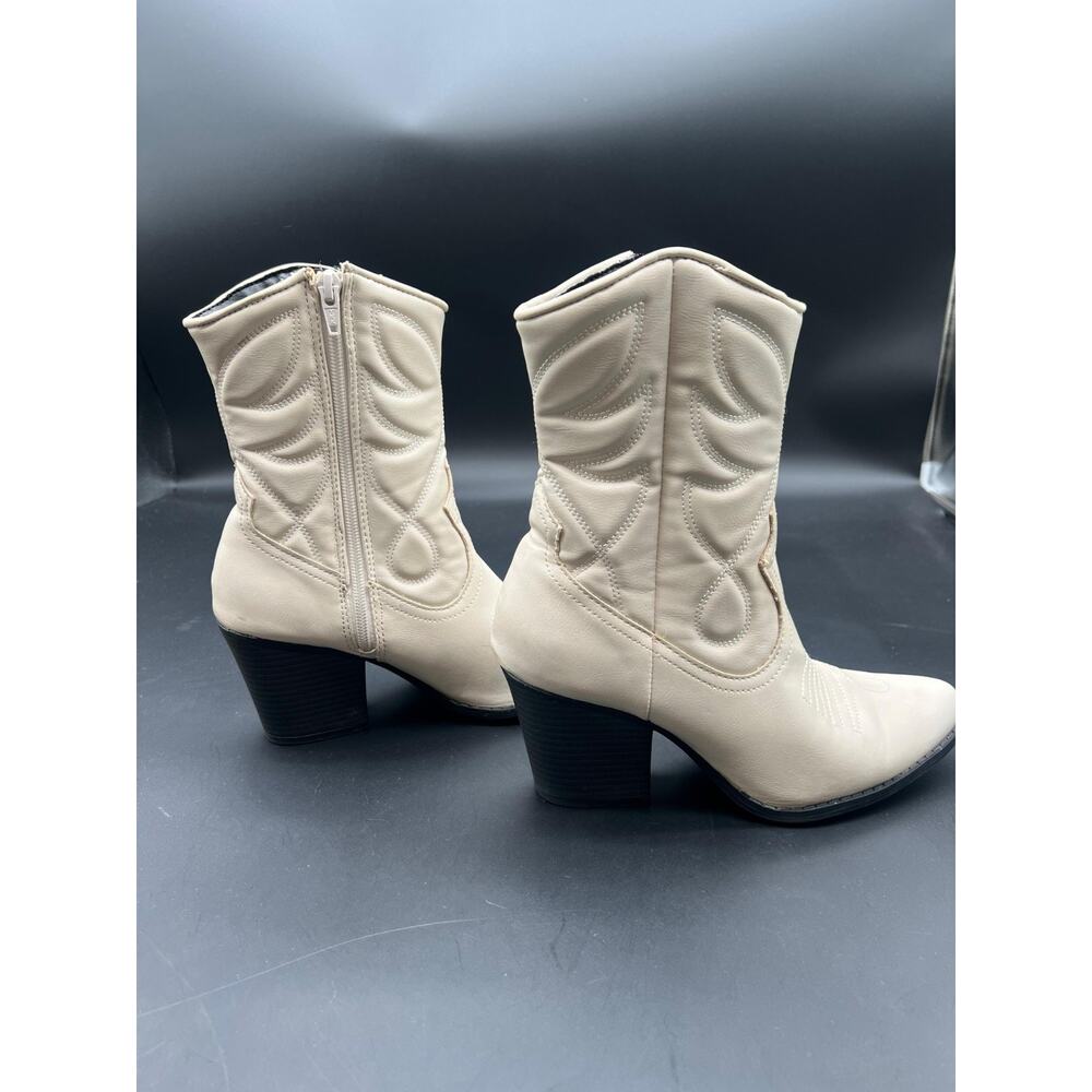 Wild Fable Womens Western Cowboy Boots Ivory Mid Calf Zip Stitch Cowboy 7